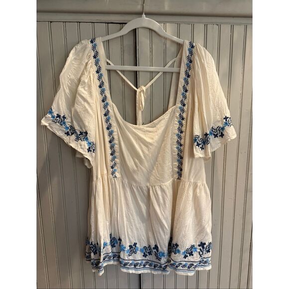 Old Navy Embroidered Flutter-Sleeve Square-Neck Top Sz 4x - Picture 3 of 7